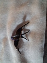 Antique Blue Enamel Sterling (Hallmarked) Swallow Brooch Made in Germany