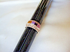 VINTAGE PINK TOPAZ AMETHYST LAVENDER TOPAZ CITRINE WHITE TOPAZ SILVER 925 RING