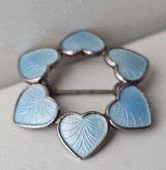 Denmark Sterling Brooch Enamel Heart Pins VB Sky Blue Guilloche – Volmer Bahner