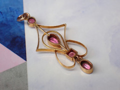 Women Pendant Free Chain Lab Created Pink Tourmalin14K Rose Gold Finish