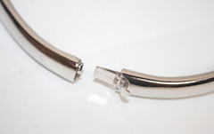 LANVIN Vintage Minimalist Choker Necklace Polished Silver Chrome Finish