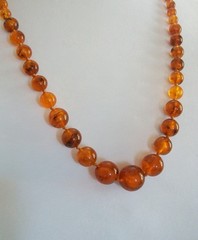 Art Deco Baltic Amber Necklace – Graduated Beads with Inclusions – Circa 1925