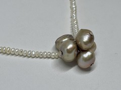 Vintage Creamy Pearls Irregular Baroque Freshwater Pearls Center 925 Hangtag 16”