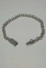 80s Vintage Silver Rolo Link Bracelet Box Lock TM Mexico 925 stamped 9.25″ •7mm
