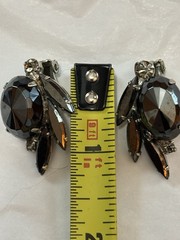 Vtg Juliana D&E Unmarked Clip Earrings Faux Black Hermatite Pronged 1960’s Era