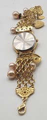 Vintage RARE Signed Kirks Folly Goldtone Blushing Heart Watch 1994 7.5″