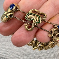 Vintage Slider Bracelet Enamel Beach Ball Pool Swimsuit Chaise Lounge Goggles