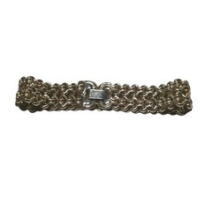 VTG Brass Plated Metal Double Width Chain with Fold Over Clasp Art Deco