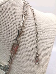 Vintage Unsigned Coro Necklace Silver Tone Open Scroll Work Pendant Necklace