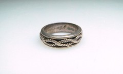 Large Vintage Sterling Spinner Ring Band Size 11.5 w Entwined Rope Design
