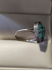 VINTAGE TEARDROP TURQUOISE IN STERLING SILVER RING Size 5