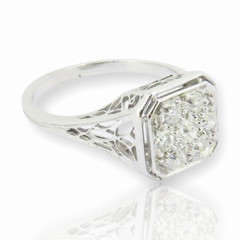 .Antique Handmade 0.35ct Old European Cut Diamond Set Platinum Ring Val $4460