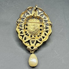 Victorian Style Statement Necklace Faux Pearl Removable Pendant Brooch *See pics