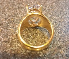 Rare & vintage! unbranded Sterling 925 Gold Wash 15mm Teardrop CZ Ring size 6
