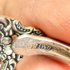 Vintage Sterling Silver Spoon Ring Ornate Rose Floral Pierced Size 8.25 8.6gr