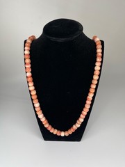 VTG Pink Salmon Coral Bead Necklace 33in Graduated Endless Strand
