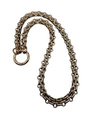 Vintage Rolo Link Chain Necklace Floral Embossed Gold Plate C Ring Clasp B5