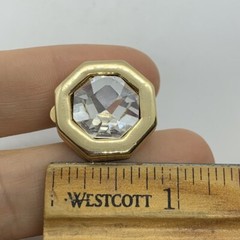 VTG SWAROVSKI CRYSTAL SIGNED SAL GEOMETRIC EARRINGS CLIP-ON OCTAGON CLEAR