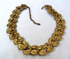 ANTIQUE VINTAGE 1930’s GERMANY LAYERED EMBOSSED LEAVES GOLD VERMEIL NECKLACE