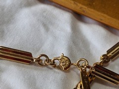 Signed Monet Bar Panel Link Chain Necklace Gold Plated Retro 70s Ex Long 36 In