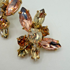J.Crew Earrings Gold Tone Multicolor Rhinestone Pierced Signed 1.25″