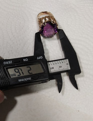 AMETHYST OVAL 14K SOLID GOLD & Diamonds Size 8 RING 26 Grams Huge