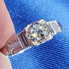 Original EARTH MINED DIAMOND Art Deco Engagement Ring SOLID PLATINUM Solitaire