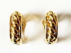 AGATHA PARIS Clip-On Earrings Gold-Tone Rope Twist Demi-Hoop Vintage Signed