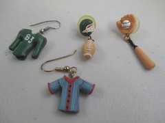 Vintage Sports Earrings hand made polymer clay baseball football