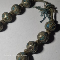 vintage Bead Tibetan Turquoise Inlay Silver Graduated 16″ Choker Necklace