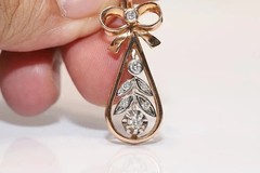 Vintage Lab-Created Diamond Floral & Leaf Inspire Wedding Gold Finish Earrings