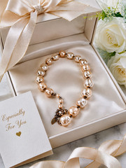Miriam Haskell statement necklace featuring oversized faux baroque pearls.