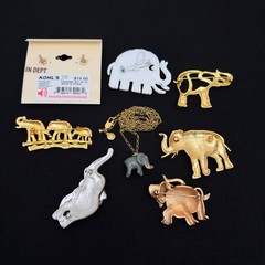 Elephant Brooch Lot J.Crew enamel Necklace Park Lane Mudd Earrings Jewelry 8pc