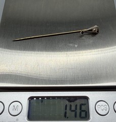 Vintage 14K Yellow Gold Diamond Sapphire Stick Pin Lapel Hat Estate 1.46g