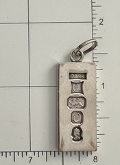 925 Sterling Silver Ingot Queen Elizabeth 1977 Jubilee Hallmark Pendant Vntg