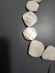 Vintage Mother Of Pearl Stone Beaded Necklace Flat Hexagon Beads Estate Sale