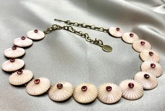 Unsigned Crown Trifari Parasol Necklace Pink Lucite Pink Rhinestones 1960s