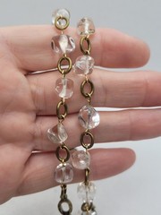 Vintage Crystal and Labradorite Pendant Chain Necklace 26in.