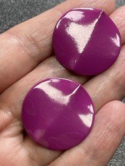 Vintage 1.1” Purple Round Wavy Abstract Enameled Metal Earrings