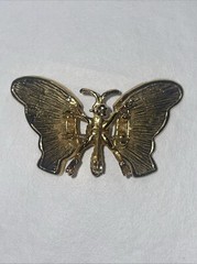 Vintage Gold Tone Butterfly Brooch, with Trember Abalone Wings Missing Zircons