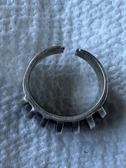 Vintage Anna Greta Eker Modernist Sterling Silver Ridged Adjustable Ring Size 6