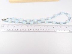 Vtg Opalite Opal Moonstone Glass Opalescent Blue Faux Pearl Bead Necklace