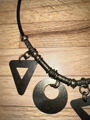 VTG Industrial Brutalist Geometric Statement Necklace Modernist Mixed Metal