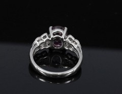 Fine 2.97ct GIA Madagascar Pink Sapphire & 0.13ct Diamond Platinum Ring Size 5