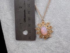 Vintage Anthony Dragon’s Breath Faux Opal Pendant Necklace Gold-tone Crystal 16″