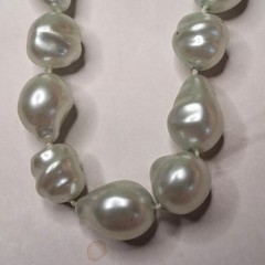 Baroque Pearl Necklace Irregular Iridescent Light Green Faux Pearl Beads Vintage