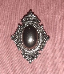 Vintage Sarah Coventry Mystique Hematite Cabochon Brooch Pin Pendant