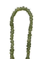 Vintage Chunky Green Prehnite Beaded Chip Nugget Necklace Handmade 18″ Choker