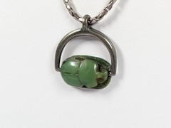 Vtg Egyptian Revival Tutmania Scarab Beetle Spinner Pendant Necklace