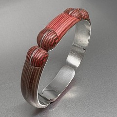 Vtg PETER CHATWIN British Modernist Contemporary STERLING WOOD BANGLE BRACELET